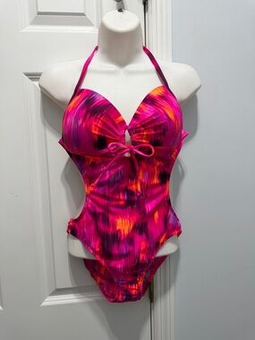 VENUS Pink and Orange Halter One-Piece Swimsuit size 8